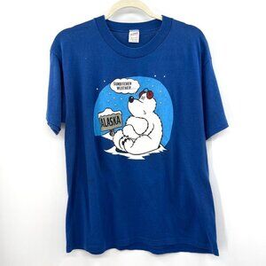 Sportswear Alaska women's Blue Short Sleeve Crew Neck T-Shirt Size Large